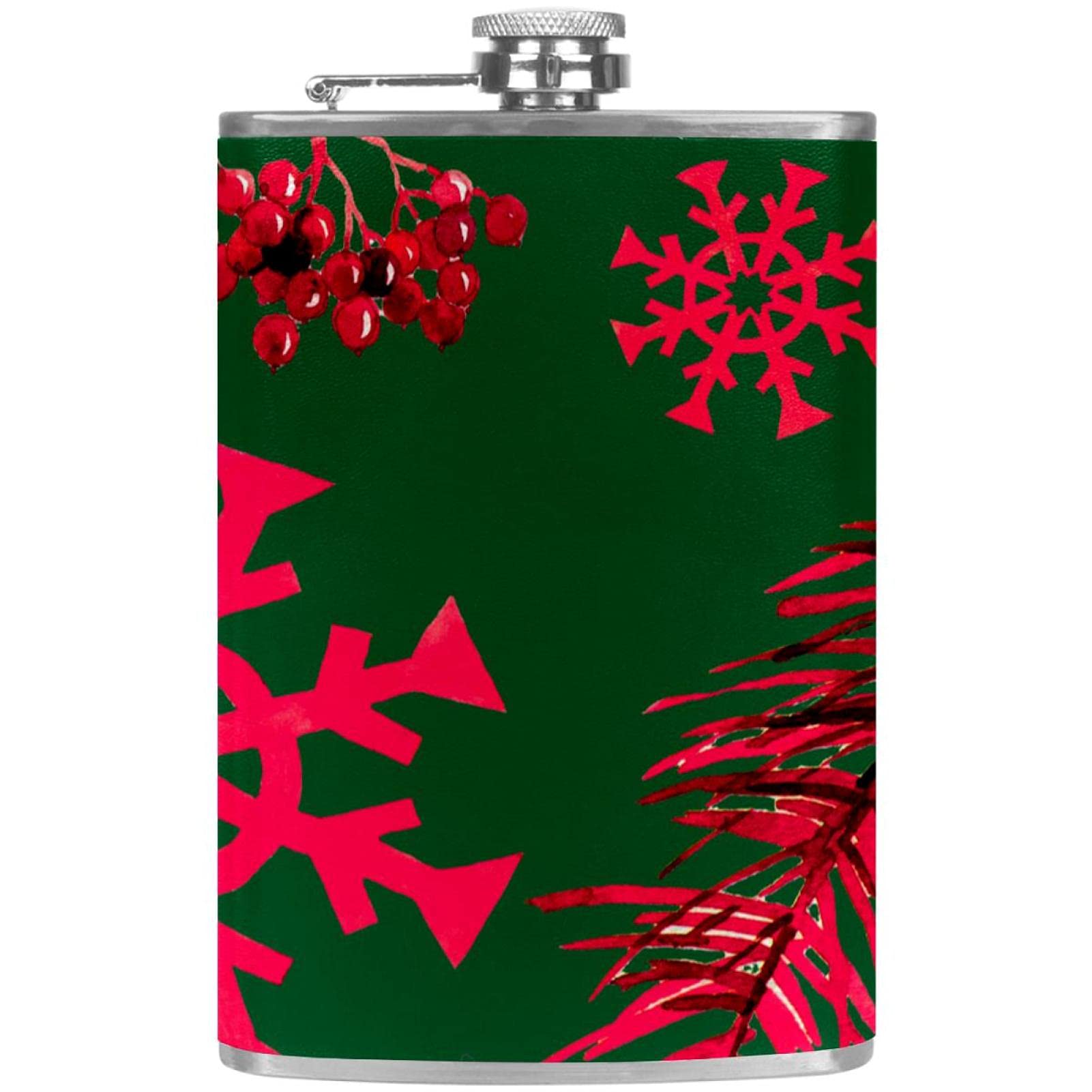 Flasque à vin et whisky pour randonnée fiole de poche étanche flocon de neige vert