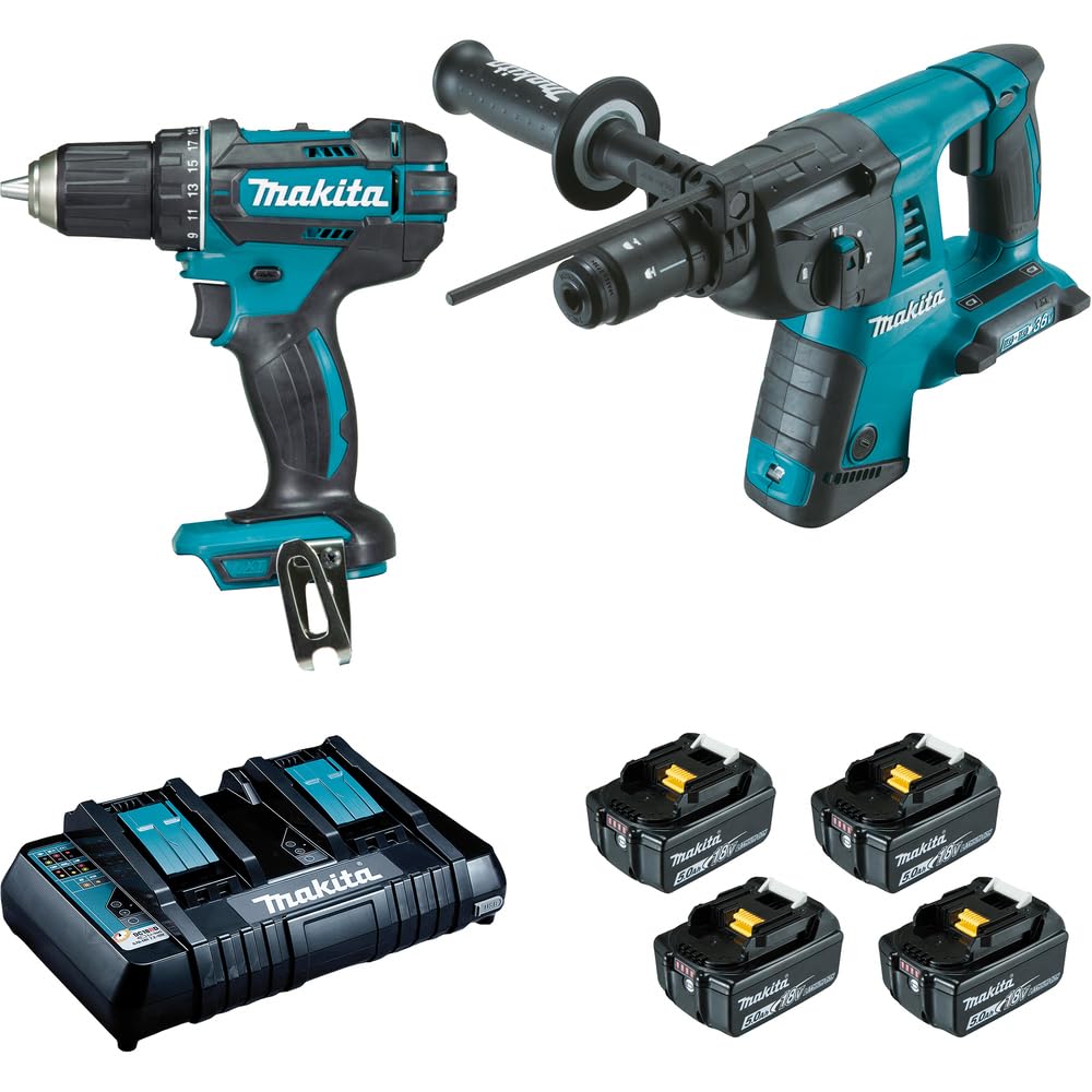 Makita DLX2138PTJ, pack perforateur burineur + perceuse visseuse, 18V 5Ah