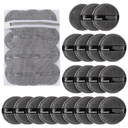 VIVOTE Almohadillas de microfibra lavables de microfibra, reutilizables, 20 unidades, almohadillas desmaquillantes suaves y sostenibles, para la limpieza facial y el cuidado de la piel, con bolsa de - imagen 8