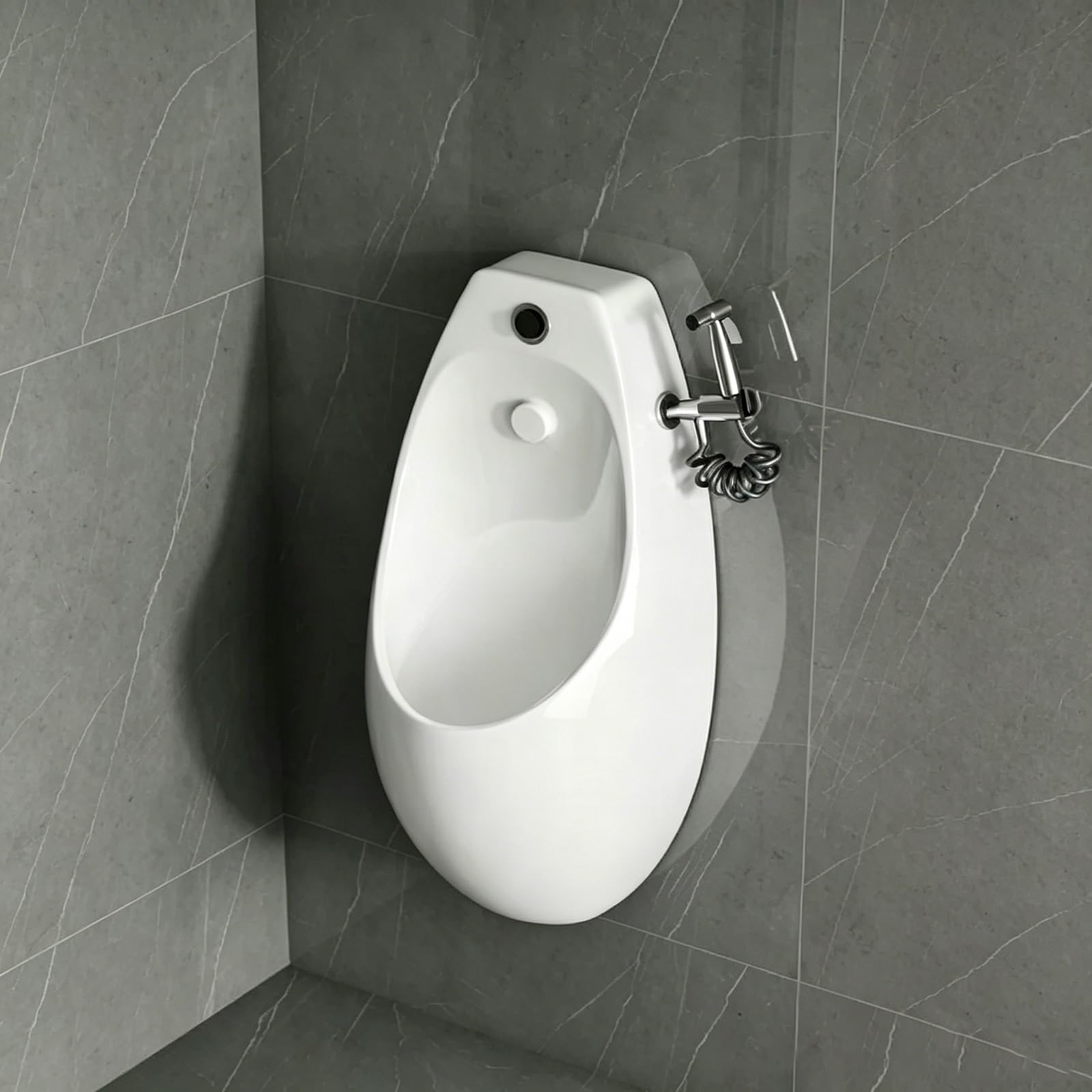 Urinoir mural en céramique avec capteur automatique - Fixation anti-éclaboussures - Pour la maison, l'hôtel et les toilettes commerciales - Manuel avant et fonction capteur