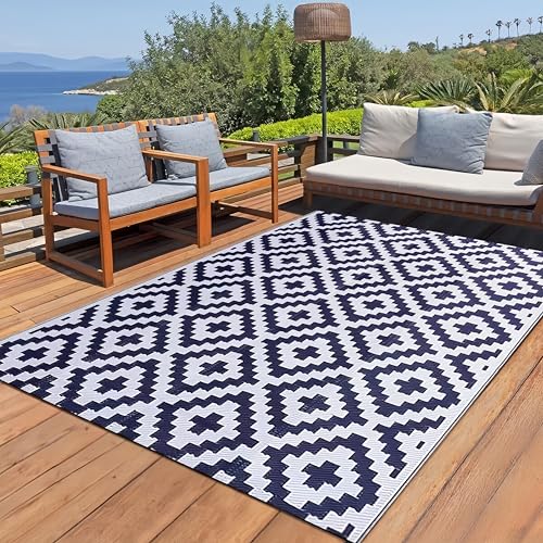 MTWSJIA Tapis d'extérieur imperméable pour terrasse, jardin, tapis tissé en plastique antidérapant, tapis résistant à la lumière pour camping-car,...