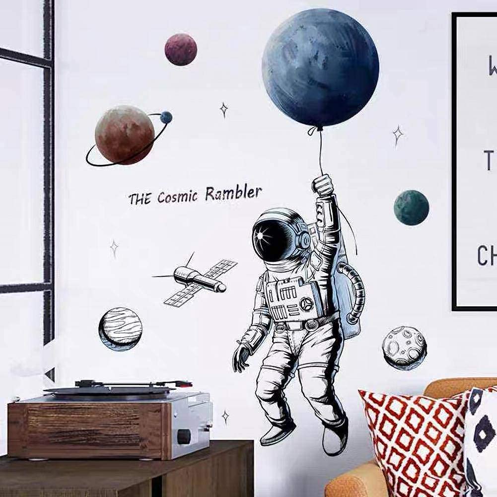 WandSticker4U®- XXL Pegatinas pared ASTRONAUTA (84x125 cm) I vinilo adhesivo pared juveniles planetas espacio sistema solar nave espacial I decoración habitación infantil niño grandes COOL