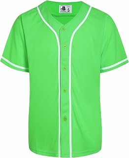 DEHANER Plain Blank Baseball Jerseys for Men Women Adult Hip Hop Hipster Button Down Shirts Sports Uniforms Outfits