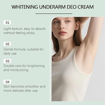 Underarm Whitening Cream, Moisturising Skin Whitening Cream, Skin Brightening Remover Lotion, Skin-Friendly Hydrating & Nourishing, for Face, Elbows, Body (3)