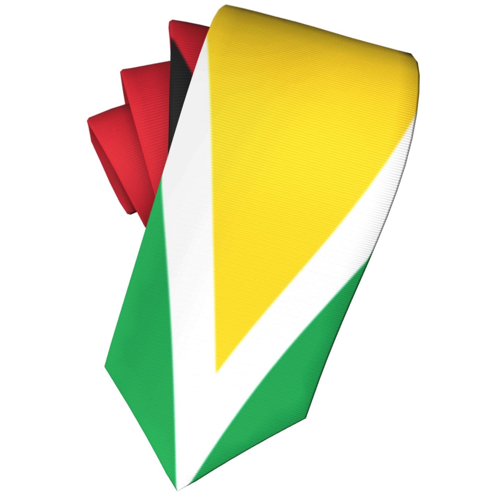 zerosevenee Guyana Flags of Countries Tie For Men - Novelty Fashion Fun Full Print Skinny Necktie
