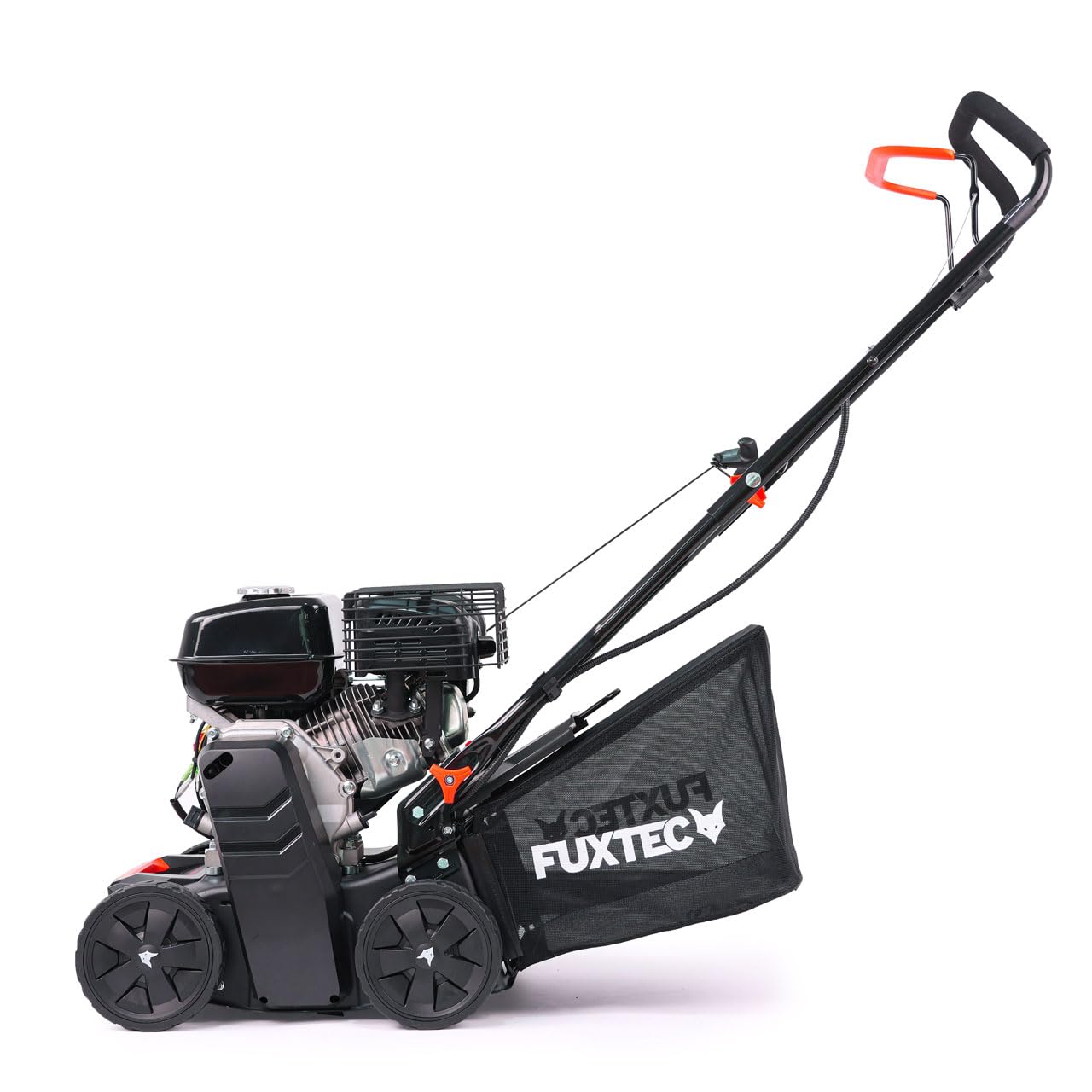 FUXTEC - Escarificador a Gasolina 2 en 1 FX-BV240ECO 29,5 kg Motor 4 tiempos 4,1 kW rodillo con 18 cuchillas Asa de transporte y bolsa de recogida de 40 L