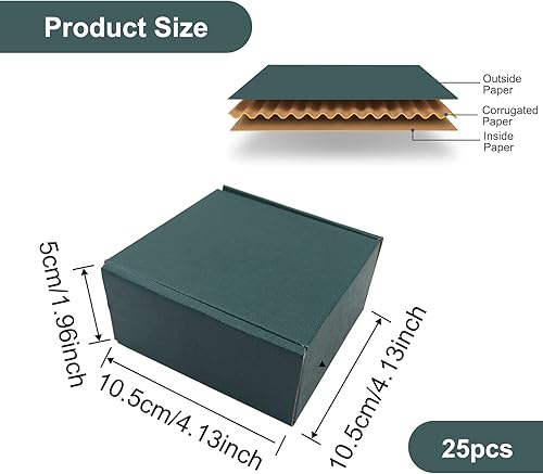Miniatura 2 de Paquete de 25 cajas de embalaje corrugado para envío, cartón reciclable verde, cajas de regalo pequeñas para envío, embalaje, regalos de