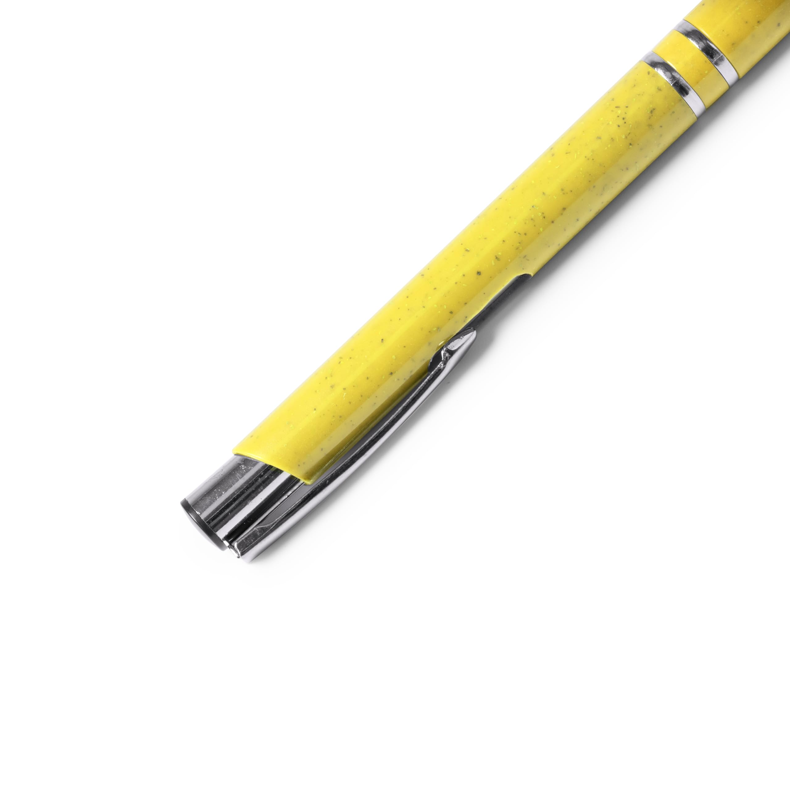 WPRO Kugelschreiber Set 100 Stück Blau nachfüllbar mit Jumbo Mine mittlere Spitze ergonomischer Griff langlebig weniger Plastik durch Weizenfaser Hay