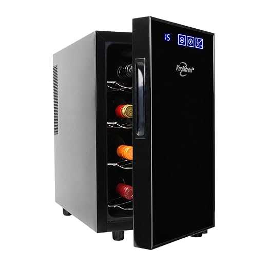Koolatron 8 Bottle Wine Cooler, Black, Thermoelectric Wine Fridge, 0.8 cu. ft. (23L), Freestanding Urban Series Wine Refrigerator, Red, White and Sparkling Wine Storage for Kitchen and Apartment