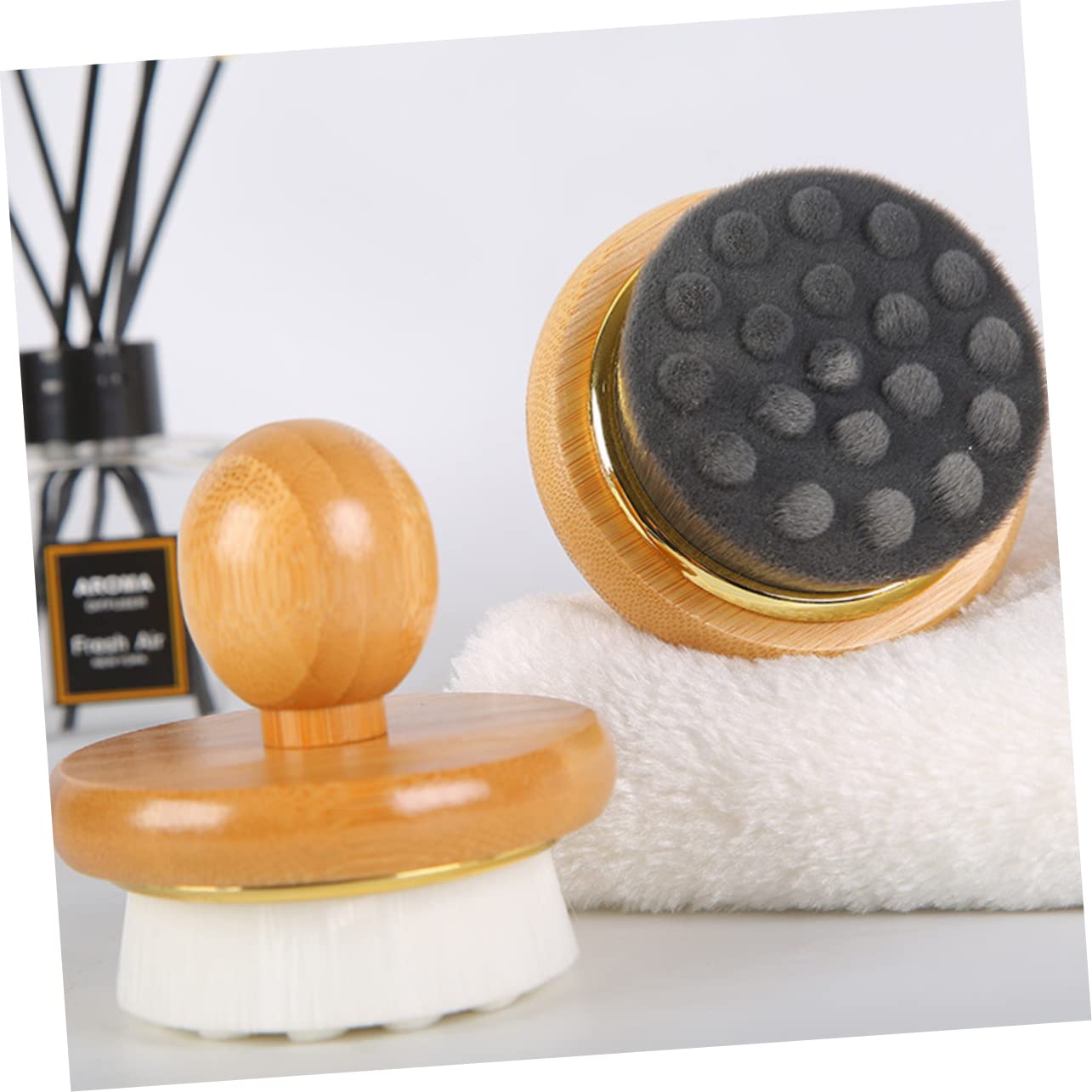 Healvian 2piezas Cepillo De Baño De Madera Cerdas Suaves Para Exfoliación y Masaje Corporal Para Ducha y Limpieza De Espalda Diseño Ergonómico y Duradero