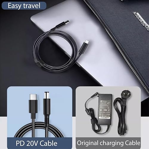 Miniatura 6 de ISLOPU Cable de alimentación USB C a CC de 0.217 in x 0.083 in, entrada USB C a CC 20 V cable de carga de alimentación de salida, funciona con