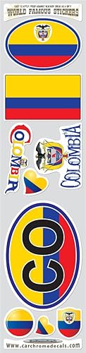 Car Chrome Decals STS-CO Colombia 9 Pegatinas Set Bandera Colombiana Adhesivos Parachoques stiker coche bicicleta portátil