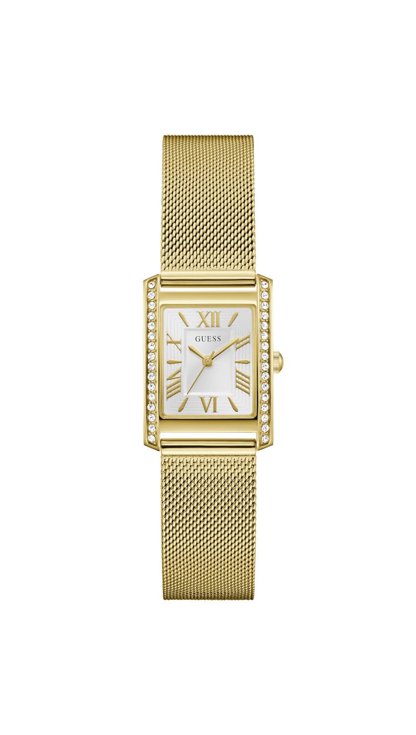 Guess Bonnet GW0997L2 - Reloj de Pulsera analógico para Mujer, Cuarzo, Acero Inoxidable, 23 mm, Correa de Acero Inoxidable, Color Dorado, 3 Bares, Color de la Esfera: Blanco