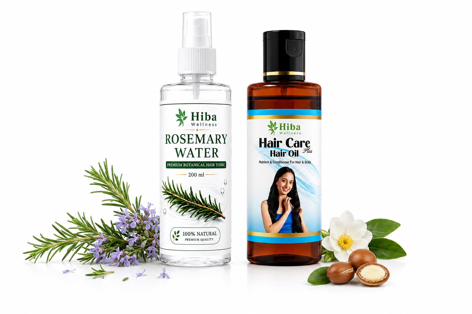 Hiba Wellness Rosemary Water & Hair Care Plus Oil Combo | 100% Natural Ingredients, Nourishes Scalp, Reduces Hair Fall, For All Hair Types, Strengthens Hair Roots-image-33