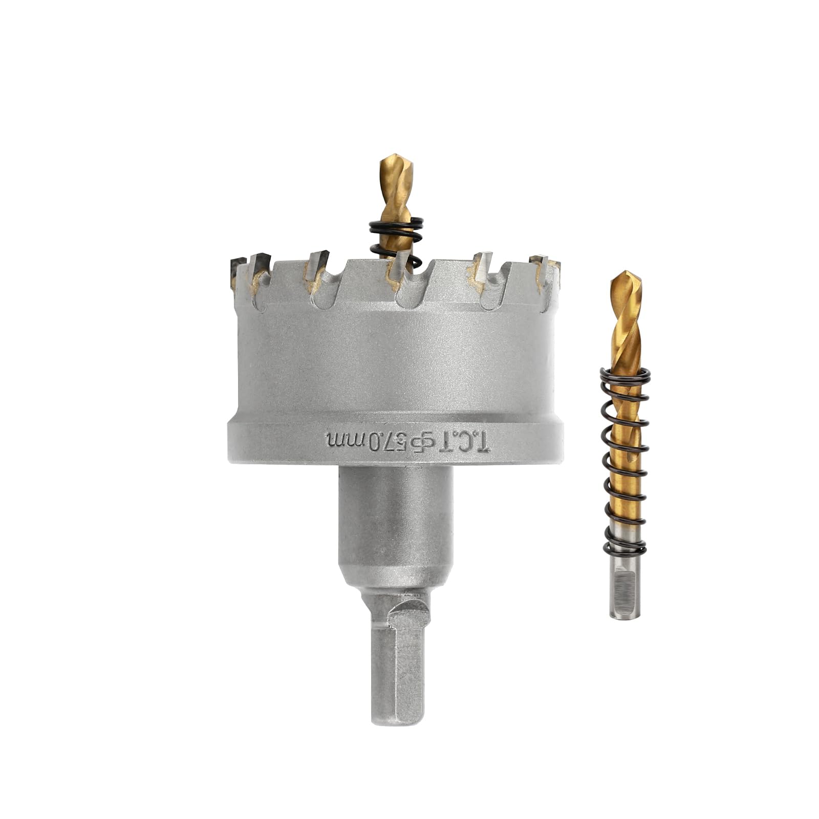 2-1/4''(57mm) TCT Hole Saw Kit,Tungsten Carbide Hole Saw Drill Bit with Titanium-Plated Pilot Drill bit for Hard Metal,Alloy,Aluminum,Stainless Steel,