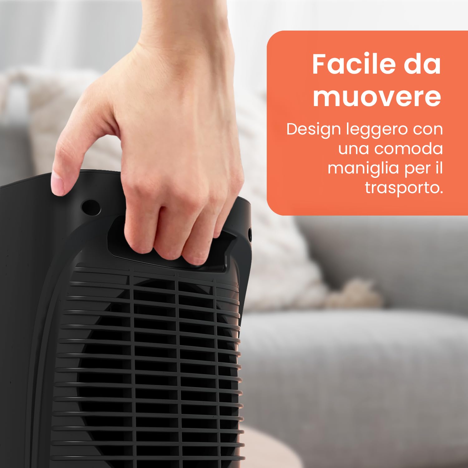 Pro Breeze Stufetta Elettrica a Basso Consumo in Ceramica 1800 W – Oscillazione Automatica, 2 Impostazioni di Calore e Modalità Solo Ventola. Stanze, uffici, bagno - Termoventilatore