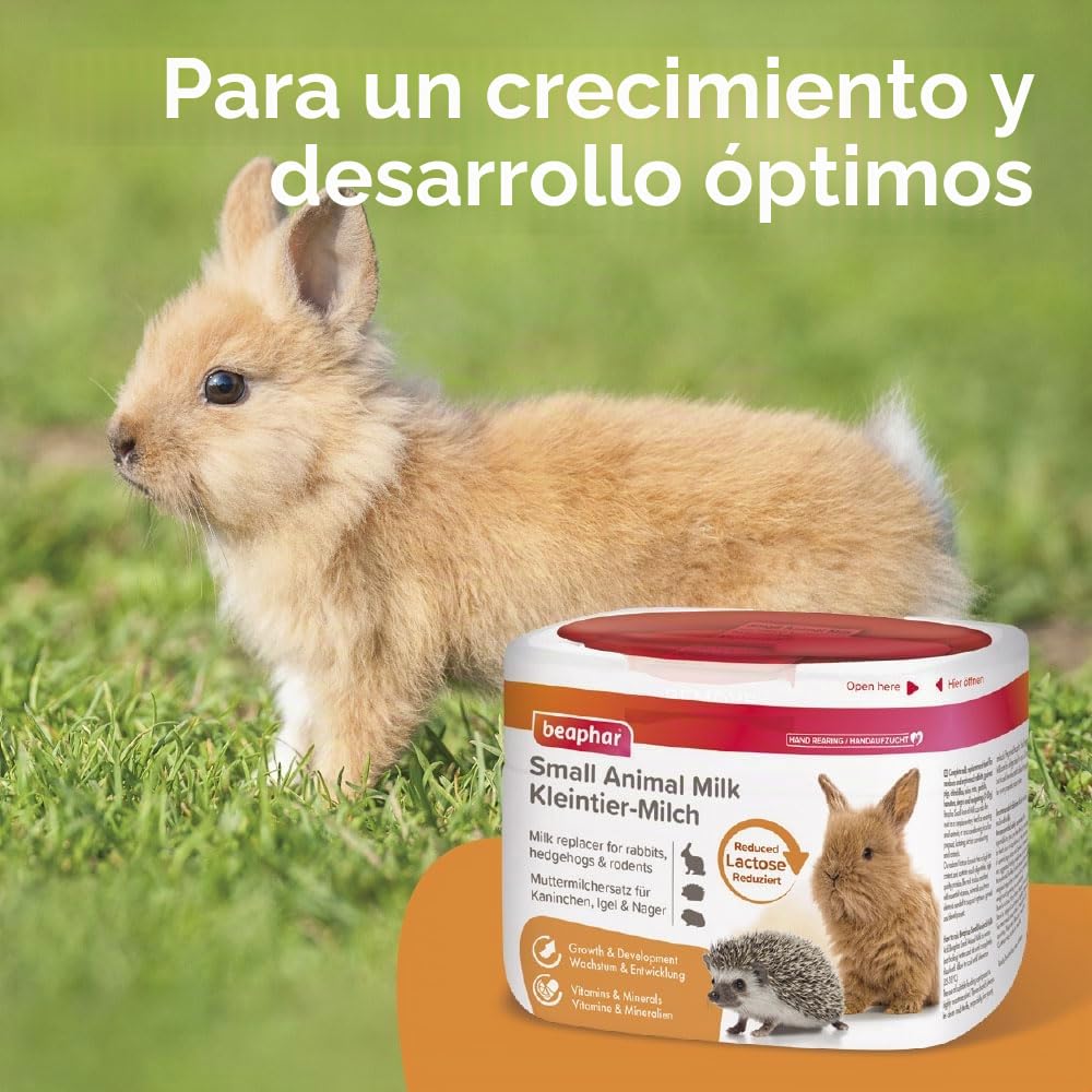 BEAPHAR - Leche para Animales pequeños - para Conejos, erizos y roedores - Sustituto de la Leche Materna - Reducido en lactosa para un Crecimiento y Desarrollo óptimos - 200 g