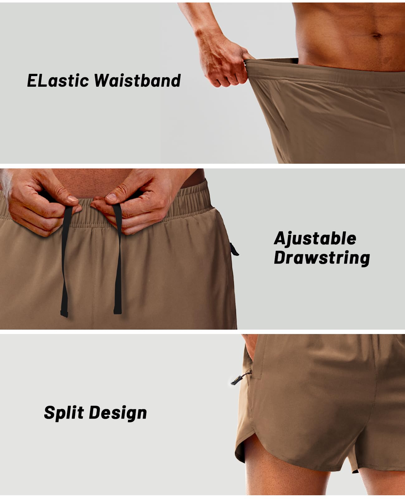 MIER Pantalones cortos de correr para hombre con entrepierna de 7,6 cm con forro interior seco, para gimnasio, atletismo, entrenamiento, ejercicio, con bolsillo con cremallera