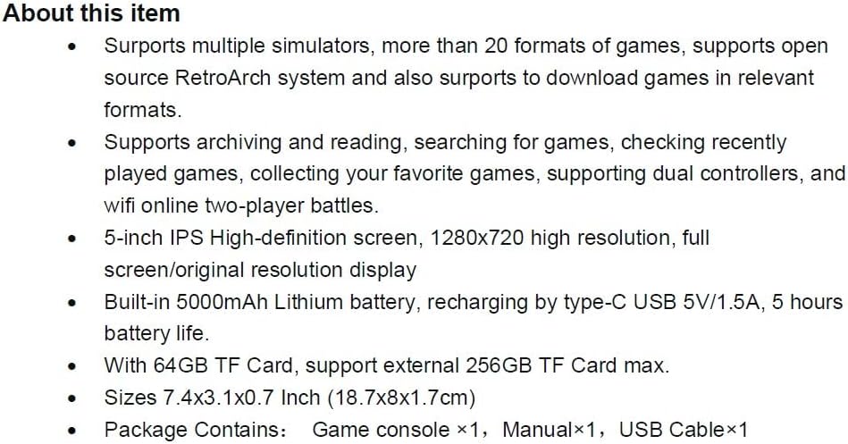 Smart Pro Handheld Game Console, Mini Game Player Compatible with More Than 20 formats of Games and 5 inch IPS High-Definition Screen, Portable Video Game Console (Black 64G) 8 61X0S7WbfOL. AC SL1191