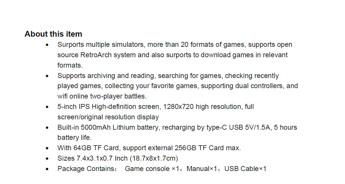 Smart Pro - Console di gioco portatile, mini lettore di giochi compatibile con più di 20 formati di giochi e schermo IPS ad alta definizione da 5 pollici, console portatile per videogiochi