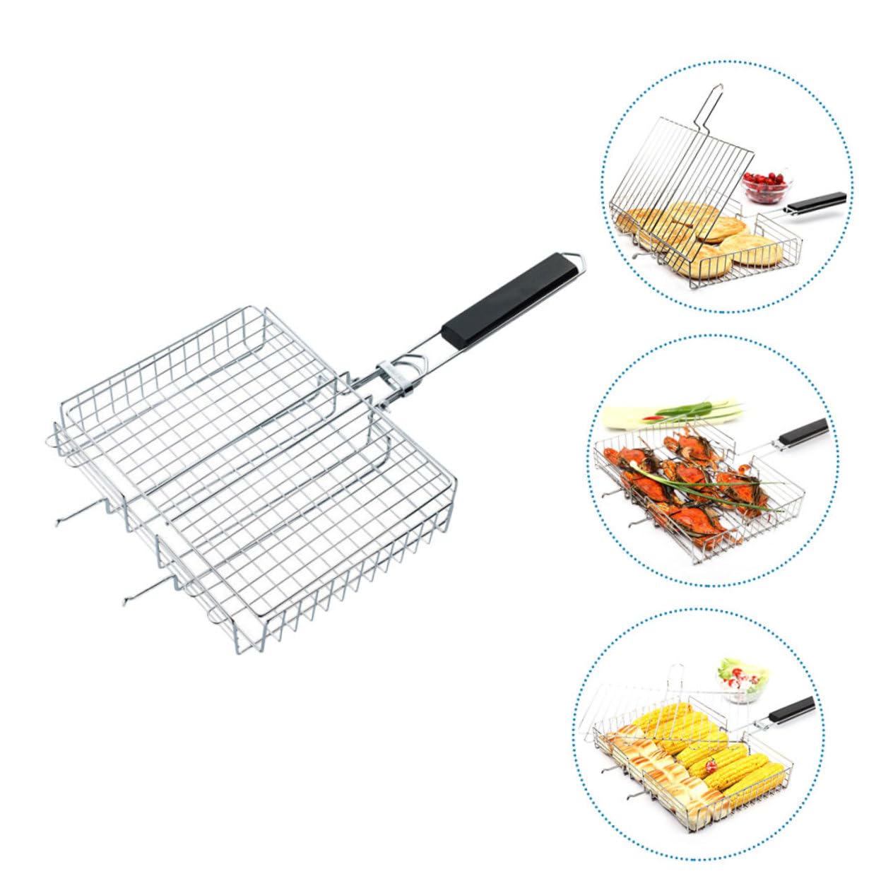 BESPORTBLE Griglia da Barbecue in Acciaio Inox Supporto Portatile per Verdure e Pesce, Accessorio per Grigliare al Carbonella