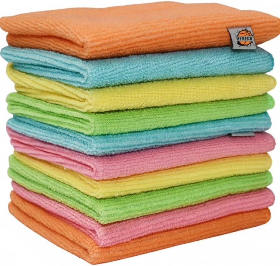 HERIOS Microfiber Multi Purposes Towels Cloths, mop, kitchen towel, microfiber cleaning cloth, kitchen towels, duster Super Absorbent Kitchen Perfect Car Wash Cloth.1-Pack 5 Colors 10 Pieces 30X30 cm