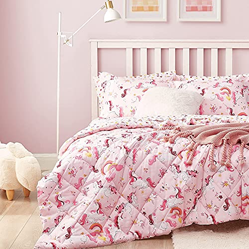 Umchord Unicorn Kids Bedding Set For Girls, Twin Size Bed In A Bag, Super Soft Lightweight 5 Pieces Comforter Set With Sheets, Durable Children Bed Set #TOP5