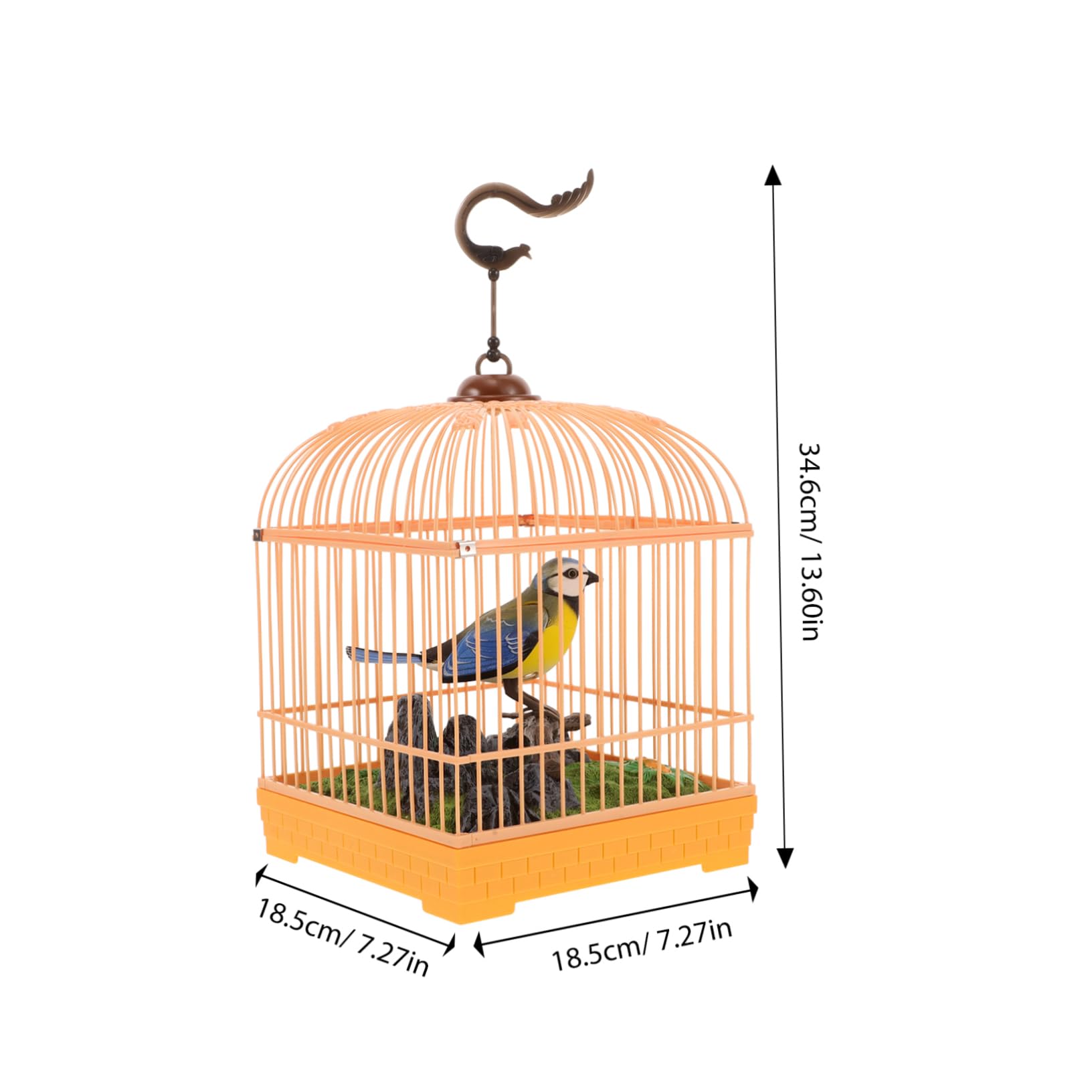 SUPVOX Juguete de Pájaro Artificial con Jaula Pequeña y Activación por Sonido, Diseño Realista de Plástico para Entretenimiento Portátil de Niños y Adultos