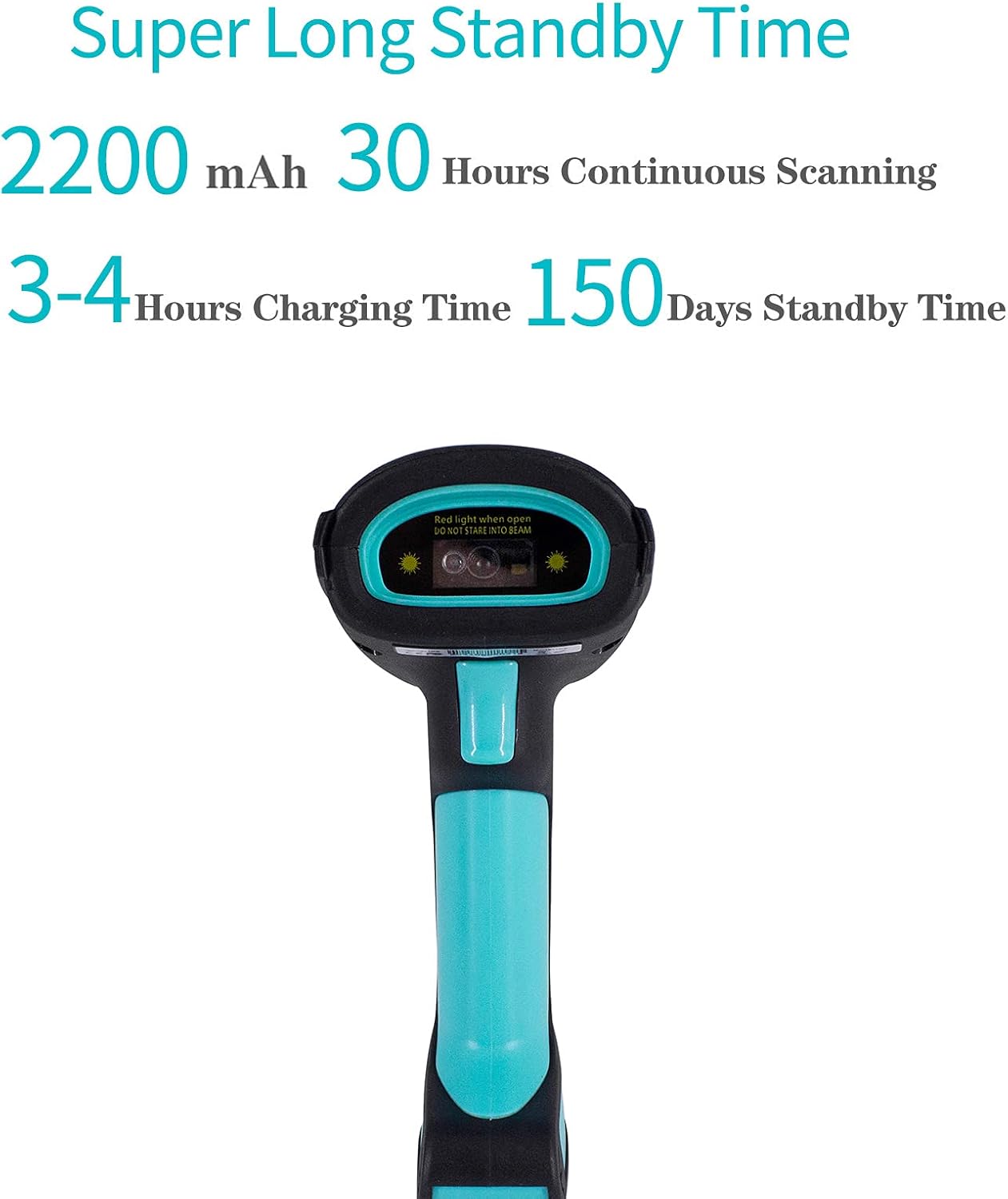 Alacrity 2D 1D QR Industrial Barcode Scanner with Stand, 2.4GHz Wireless Bluetooth 2 in 1, Hands Free Barcode Reader Shock Dust Proof, Blue