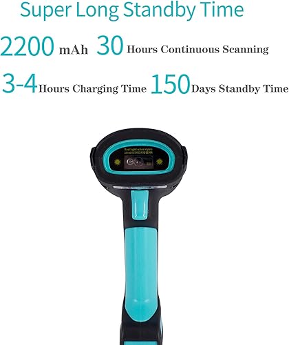 Miniatura 5 de Alacrity Escáner de código de barras industrial 2D 1D QR con soporte, Bluetooth inalámbrico de 2.4 GHz 2 en 1, lector de código de barras manos