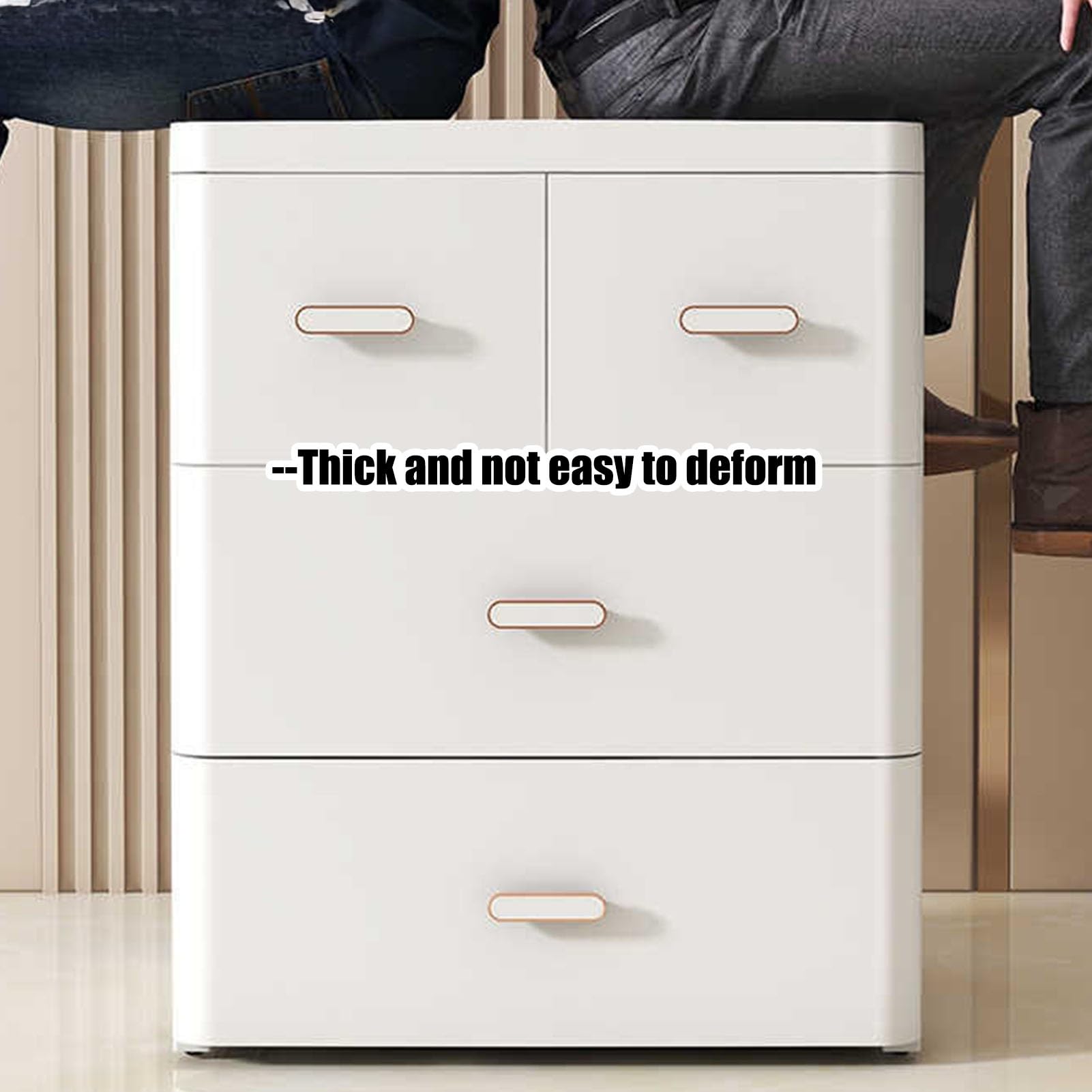 Aufbewahrung Mit 5 Schubladen, Kommode, Schubladenschrank, Aufbewahrungsschrank Aus Kunststoff, Beweglicher Kommode, Begrenztes Schnallendesign, for Schrank, Wohnzimmer(Wit)