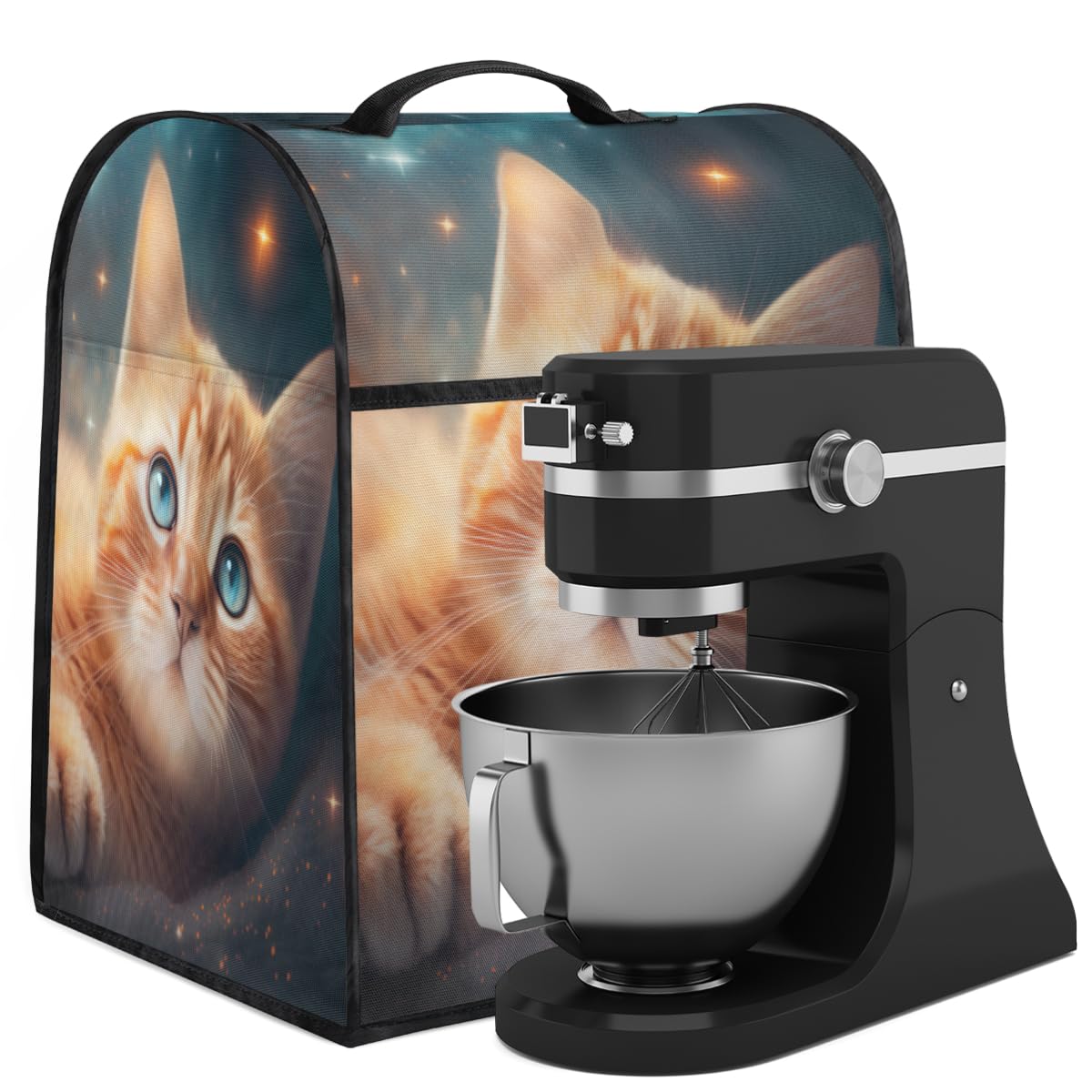 Coffee Maker Cover Cute Galaxy Cat Kitchen Appliance Covers Small Appliance Covers Blender Cover Juicer Cover Dust Covers for Kitchen Appliances with Top Handle and Pockets,Washable,C581