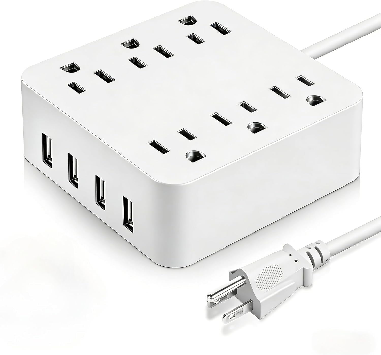 Power Strip Surge Protector, 6 AC Outlet with 4 Port USB Power Strip Charger 5ft Power Cord 1875W 100-240V for Home, Office, Dorm Essential,Black
