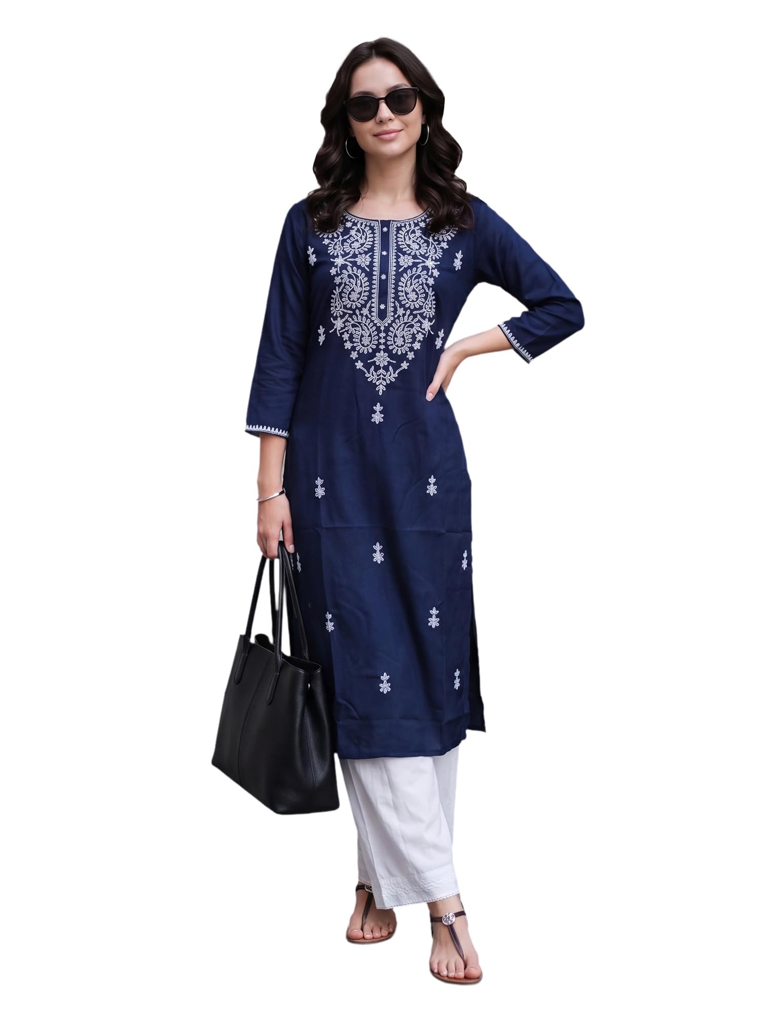 indo era Women's Viscose Rayon Embroidered Paisley Thread Work Kurta (IEAI13155)|Kurti Set for Woman-picture-20