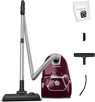 Rowenta Compact Power Morado RO3969, Aspirador trineo con bolsa de alta filtración y filtro permanente gran eficiencia, depósito de 3 L, cable de 6.2 m, accesorios de coche para más versatilidad
