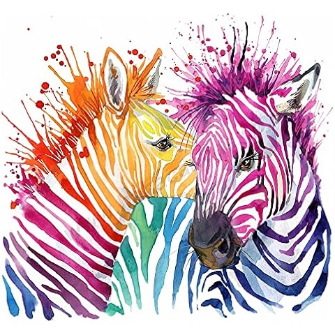Full Square Drill 40x40cm/16x16in Tapestry Kits for Adults,DIY Diamond Art Accessories Mosaic Art Craft Supplies Cross Stitch Crystal Rhinestone Painting Embroidery Pictures Wall Decor-Colorful Zebra Cover