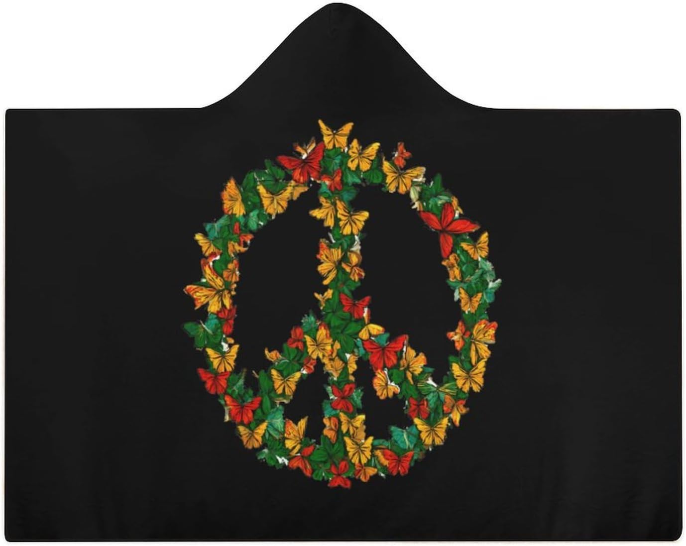 Peace Sign Wearable Blanket Oversized Throw Cape | Cozy Hooded Blanket Gifts for Women Men