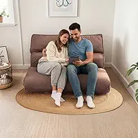 Futon Casal Sofá Cama Dobrável 128x188cm Cor Rose, Espuma Hiper Soft, Capa Removível e Lavável em Suede, Multiuso.