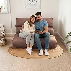 Futon Casal Sofá Cama Dobrável 128x188cm Cor Rose, Espuma Hiper Soft, Capa Removível e Lavável em Suede, Multiuso – Confort Linens