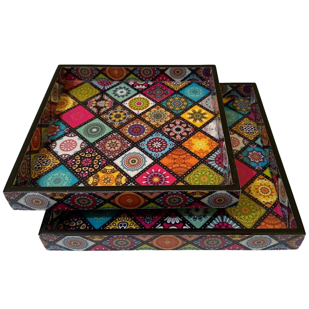 neeldeco Square Trays Set Of 2 | Serving Trays | Gift Item | Multipurpose Tray | Wooden Tray | Kitchen, Dining, Decorative Product | Resin Tray | Handicraft Product | Neelkanth Tray (B0CWRXDXY3) Amazon Price History, Amazon Price Tracker