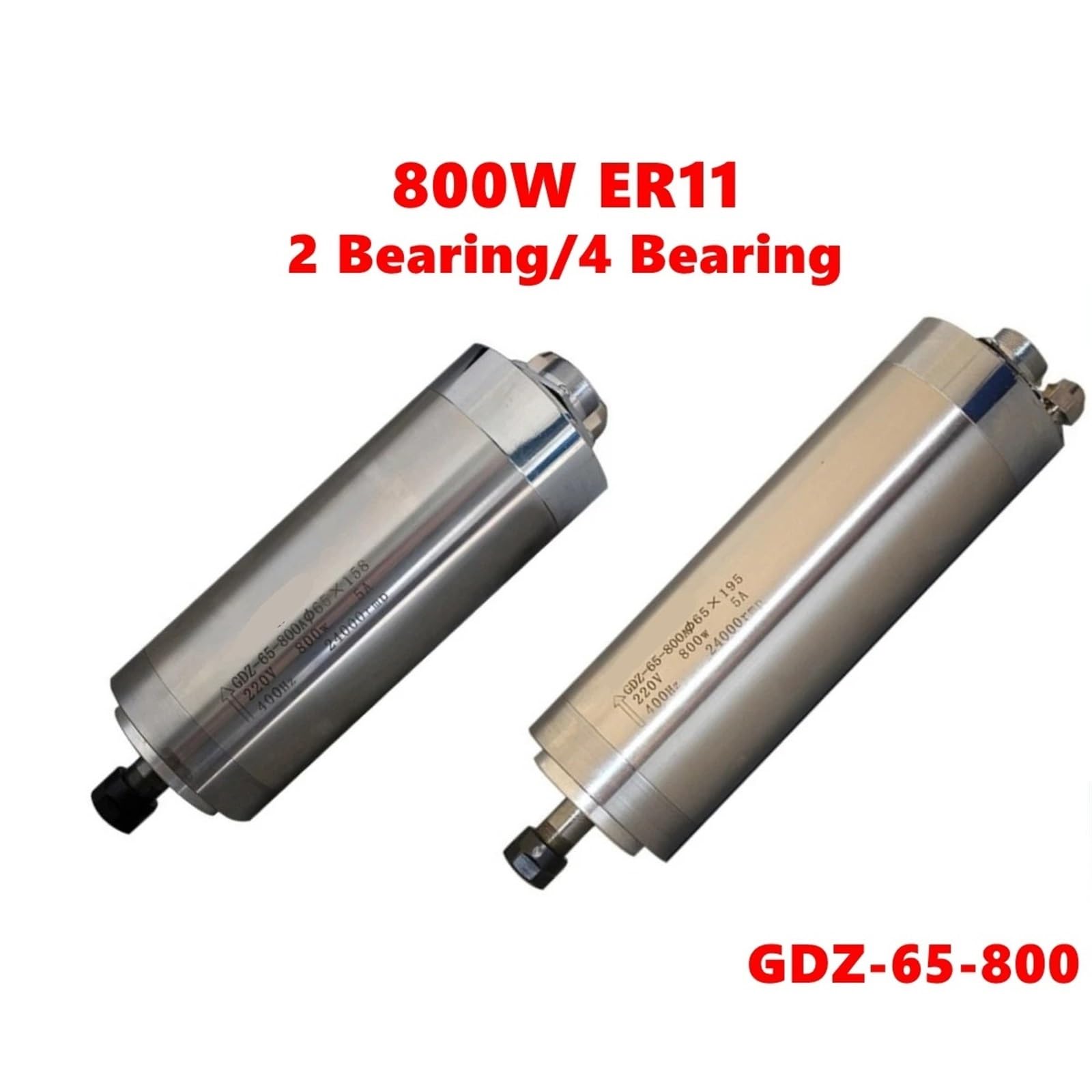 Motore raffreddato ad acqua da 800 W, 220 V, diametro 65 mm, ER11 GDZ-65-800A for router CNC(800W 4 bearing)