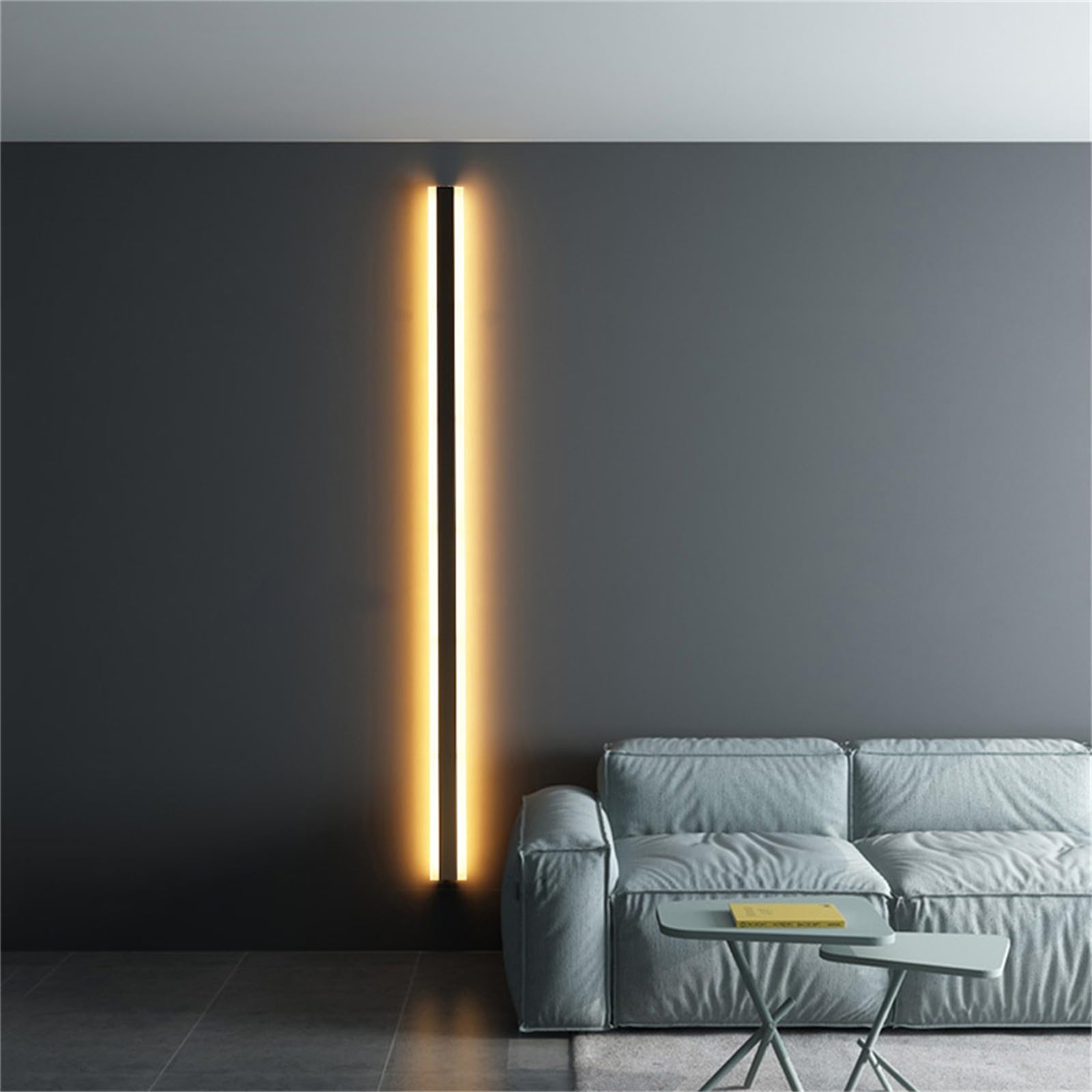 HELCEKOU Modern Waterproof LED Outdoor Wall Light, Black Iron Acrylic Sconce for Garden, Villa, Hallway & Garage - 100cm Stylish Fixture Enhanced Illumination