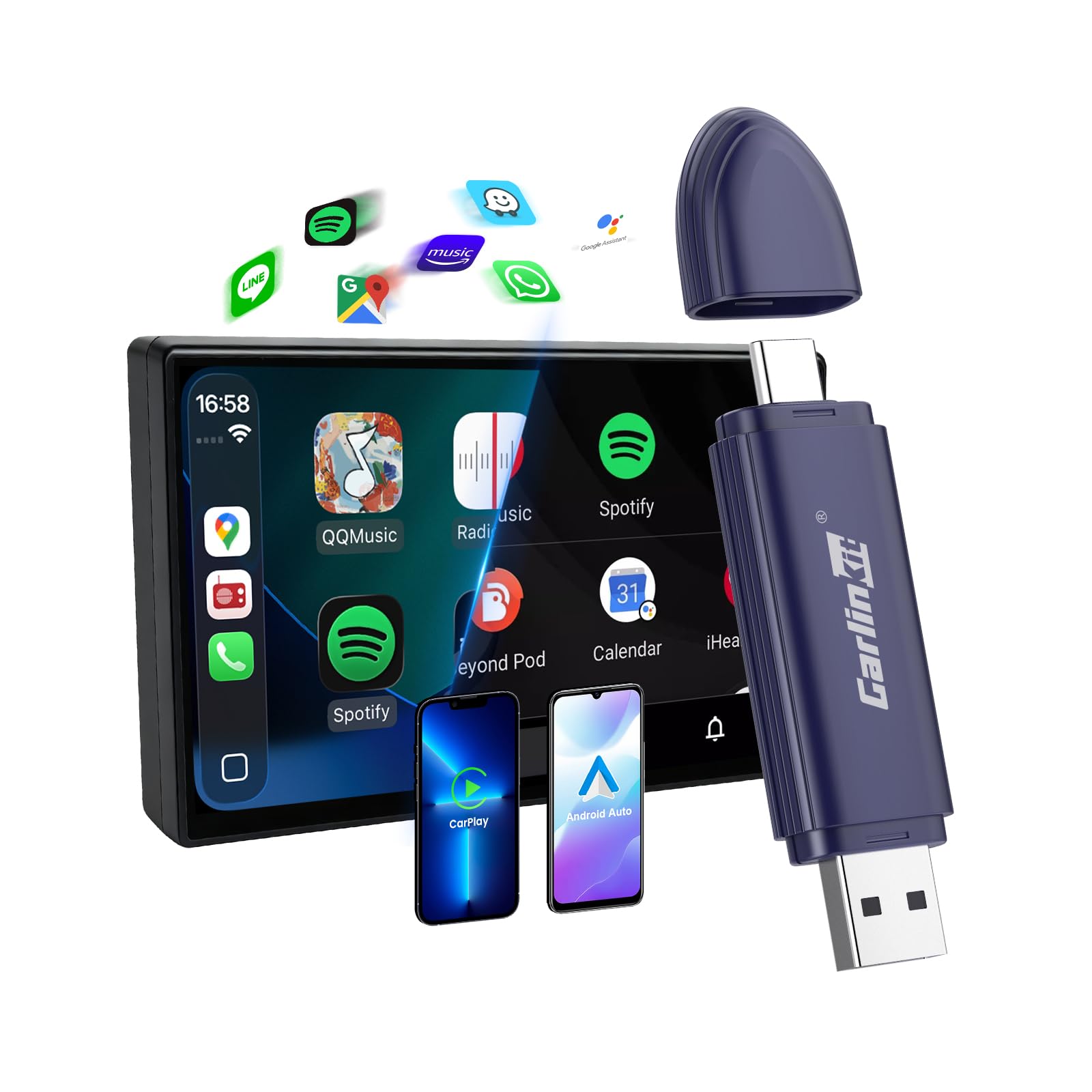 Carlinkit Mini SE Pro Wireless Android Auto & CarPlay Adapter, 2-in-1 Mini Converts Wired to Wireless Dongle for USB-C/A Plug and Play Low Latency Portable/iPhone iOS 10+ / Android 11+-image-38