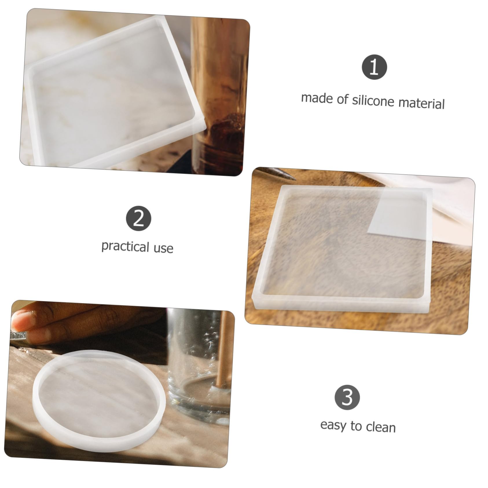 HOMSFOU 5 Sätze Harz Coaster Formen Cup Coaster Handwerk Untersetzer Formen Cup-pad-form Epoxy Coasters Formen Silikonformen Zum Basteln Untersetzerform Tassenform Kieselgel 4 Stücke * 5