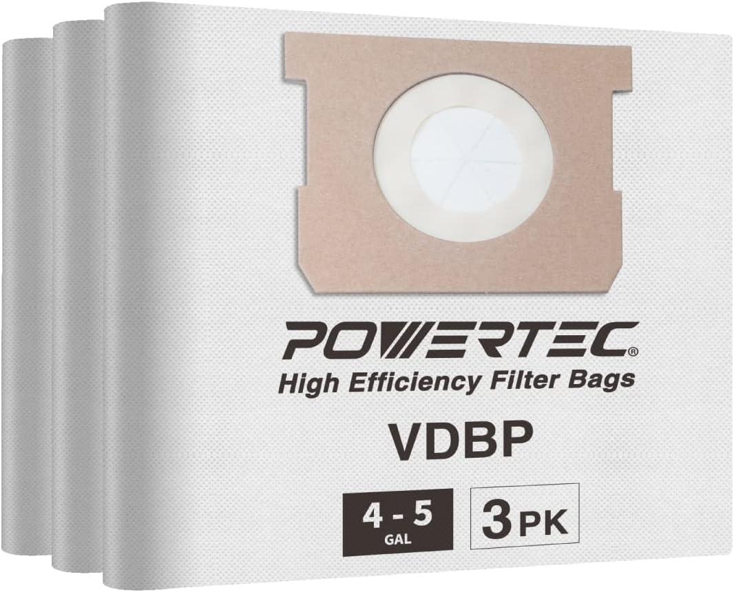 POWERTEC 75023 High Efficiency Filter Bags for Vacmaster VDBP (Pack of