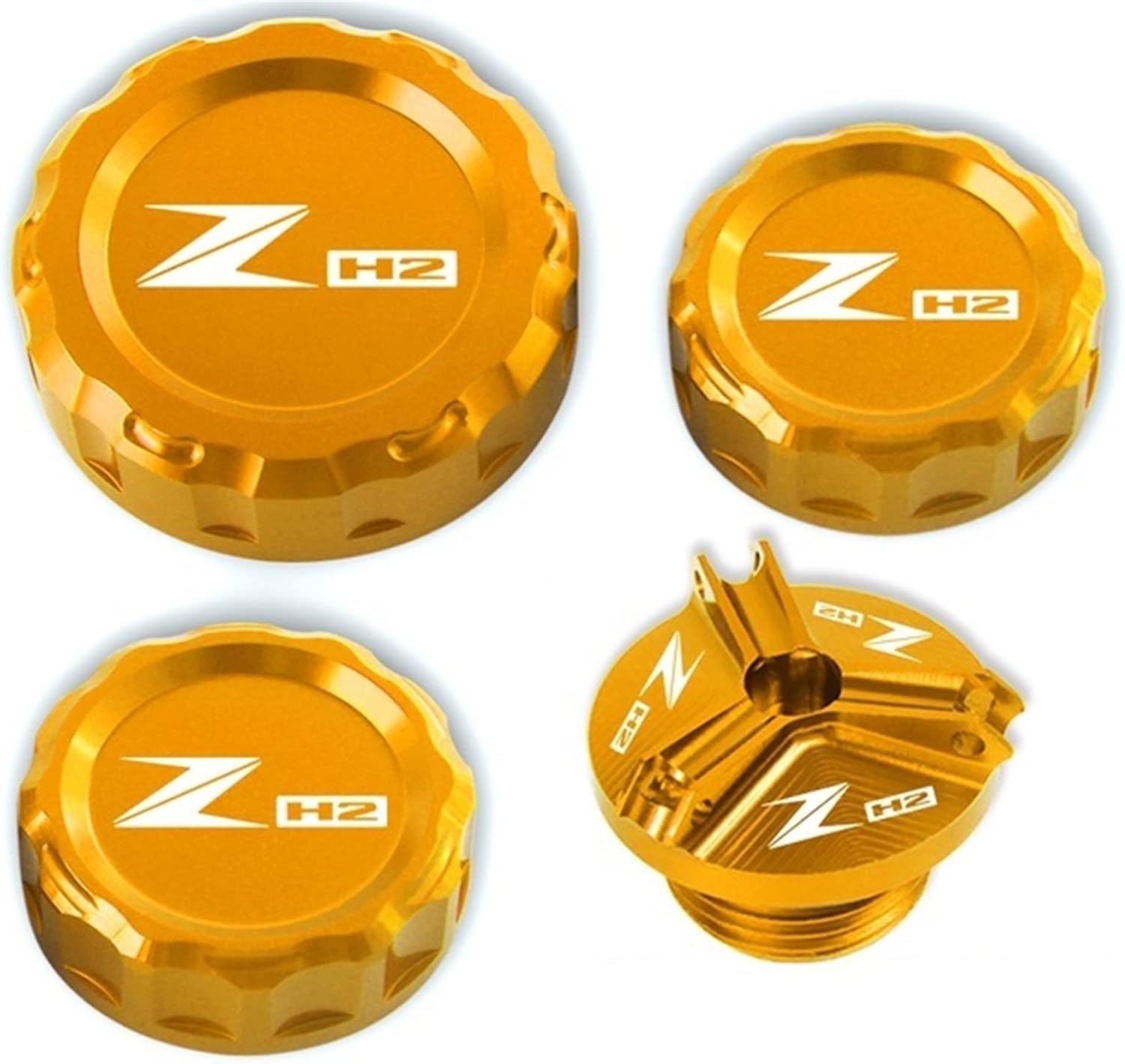 Dla KAWASAKI ZH2 Z H2 H2SX Akcesoria Zbiornik Płynu Hamulcowego Obejmuje Czapki Korek Silnika Korek Wlewu O (Kolor : Gold-ZH2)