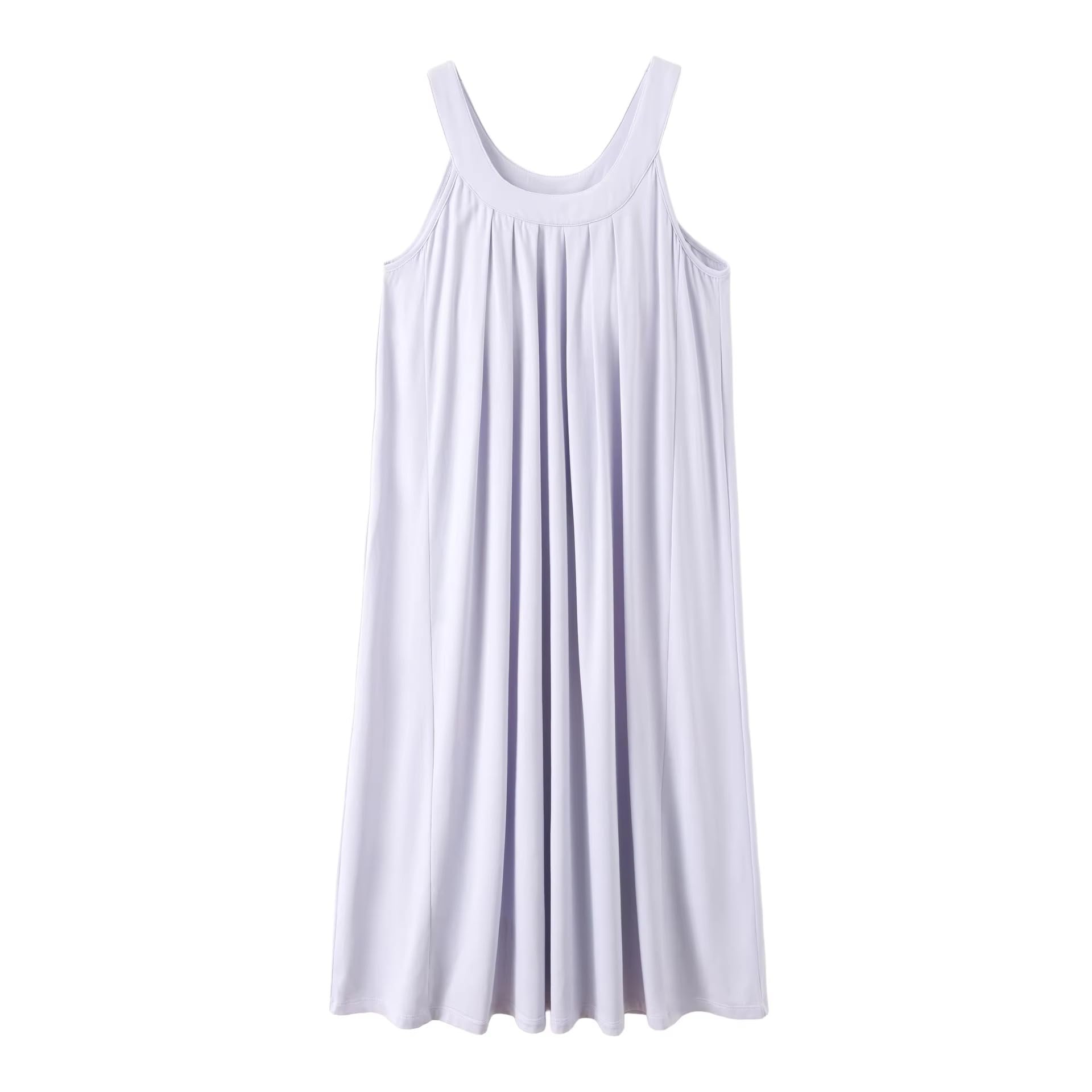 Camisón de algodón para mujer, sin mangas, ajuste holgado, longitud media, para dormir