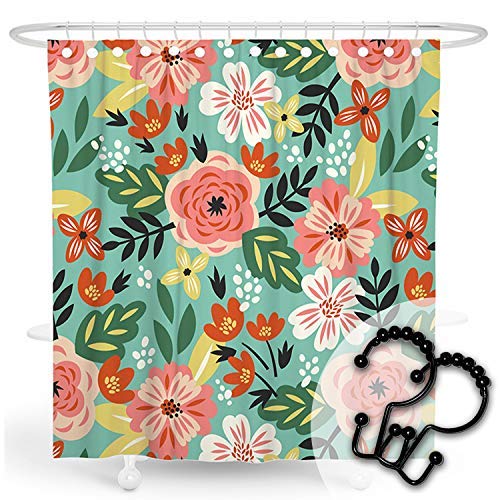 DESIHOM Floral Shower Curtain Flower Shower Curtain Wildflower Shower