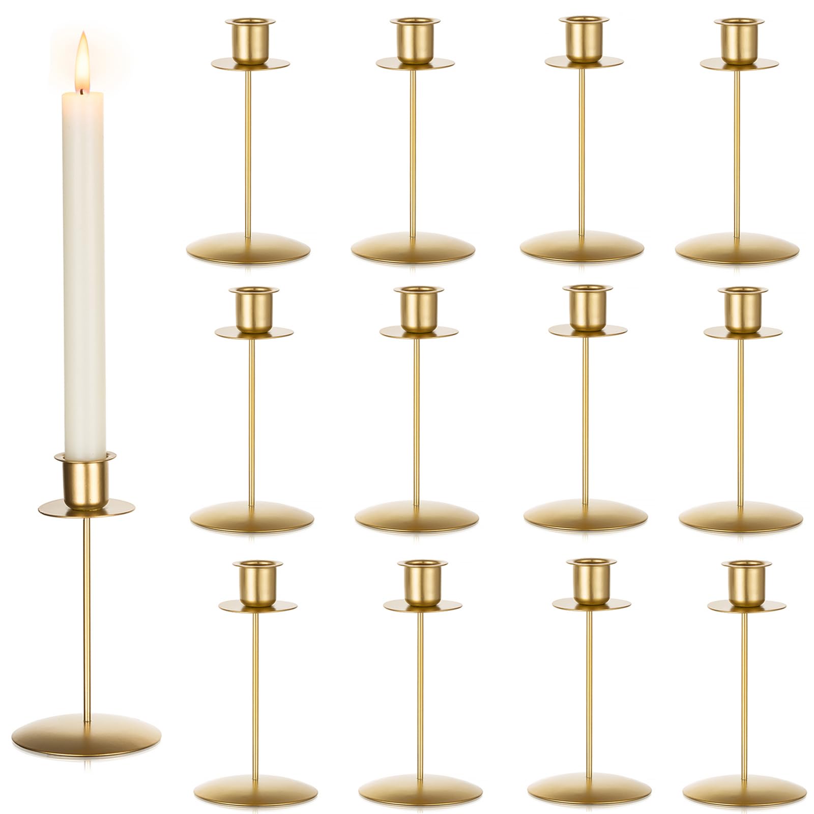 Romadedi, portacandele vintage, in ottone, set da 6 pezzi, portacandele in oro per retrò, anticato, decorazione da tavolo, per soggiorno, Natale, feste, corona dell'Avvento, decorazione
