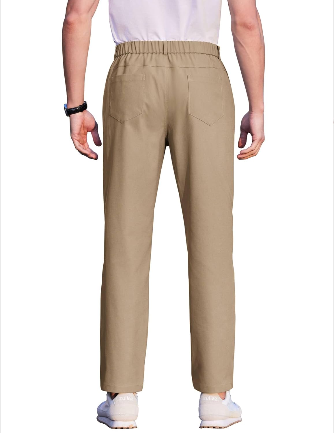 COOFANDY Men's Casual Pants Elastic Waist Flat Front Dress Slacks Regular Fit Stretch Golf Pants Work Office Trousers - Image 2